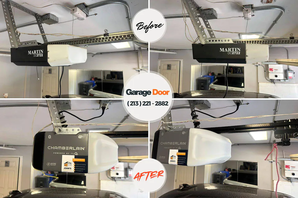 Before and after: garage door repair Lakeshore, LA